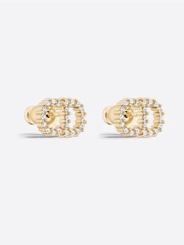 Claire D Lune Finish Metal White Crystal Earrings Gold - DIOR - BALAAN 3