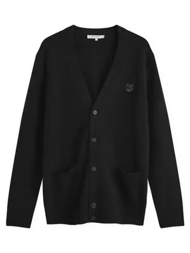 Bold Fox Head Patch Regular Lambswool Cardigan Black - MAISON KITSUNE - BALAAN 2