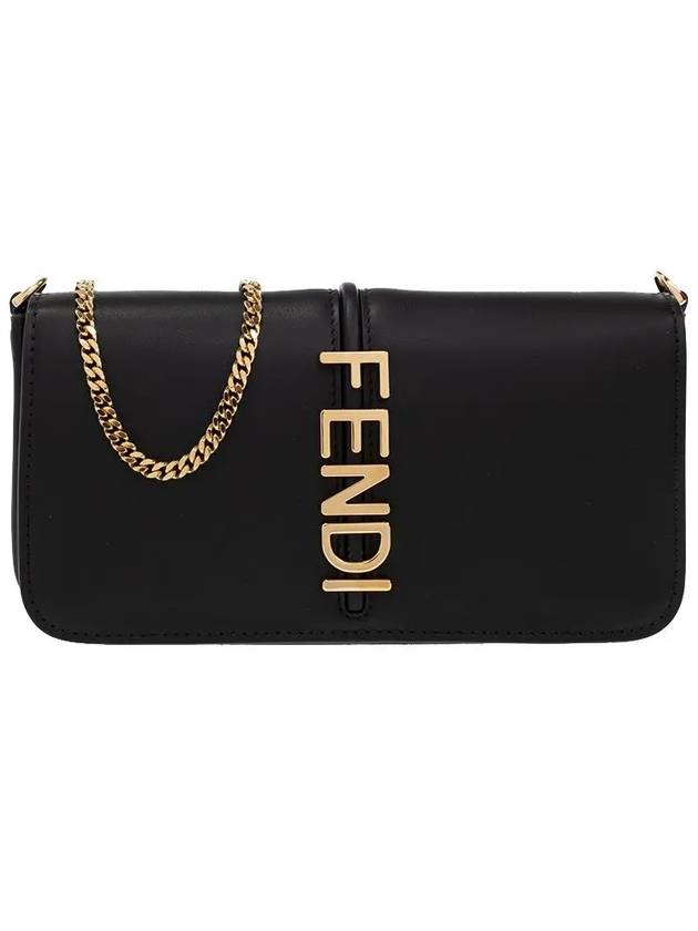 Graphy Chain Leather Long Wallet Black - FENDI - BALAAN 2