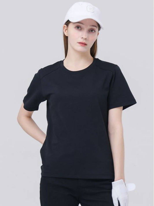 shoulder cut back logo point loose fit black short sleeve t-shirt DO3242TS01 - DOYOUKNOWMC GOLF WEAR - BALAAN 1