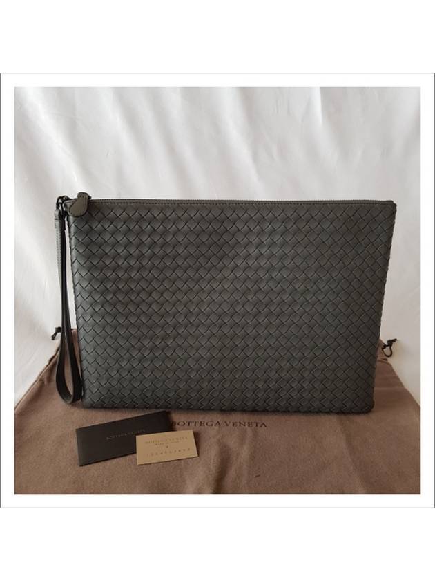 Intrecciato Strap Clutch Bag Grey - BOTTEGA VENETA - BALAAN 11