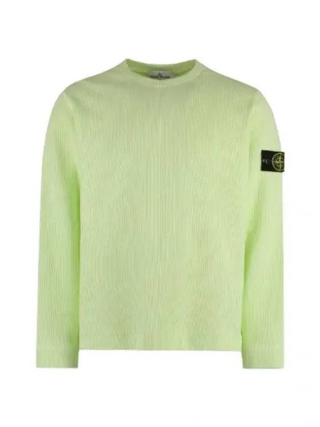 Men's Wappen Patch Knit Top Light Green - STONE ISLAND - BALAAN 2