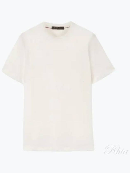 Crew Neck Linen Short Sleeve T-shirt White - LORO PIANA - BALAAN 2