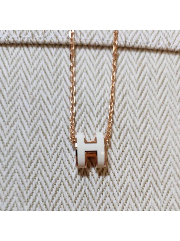 Mini Pop H Pendant Rose Gold & Blanc - HERMES - BALAAN 5