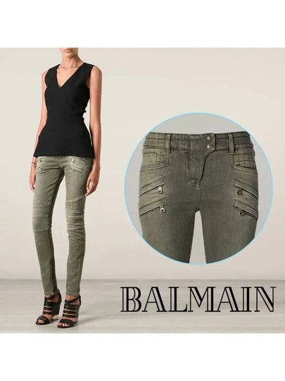 Women's Cotton Skinny Jeans Green - BALMAIN - BALAAN 2