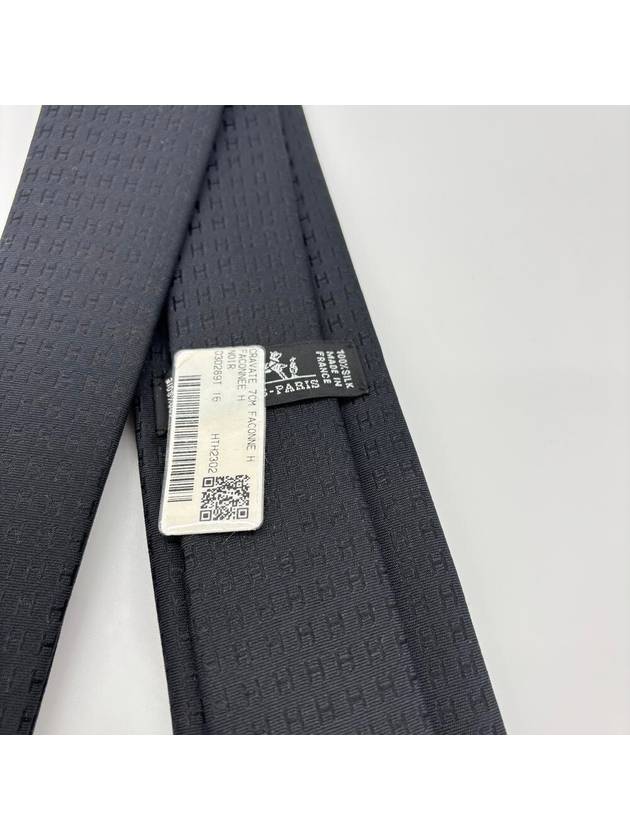 Men's Faconnee H Tie Black - HERMES - BALAAN 6