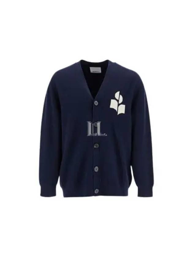 Curtis Logo Intarsia Knitted Cardigan Midnight - ISABEL MARANT - BALAAN 2