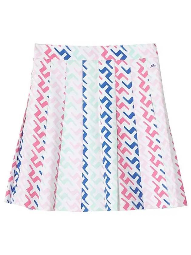 Women's Adina Print Pleated Skirt Pink Painted Bridge - J.LINDEBERG - BALAAN 3