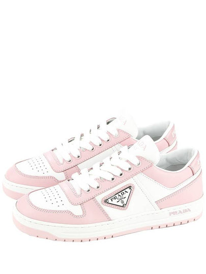 Downtown Perforated Leather Low Top Sneakers Pink - PRADA - BALAAN 2