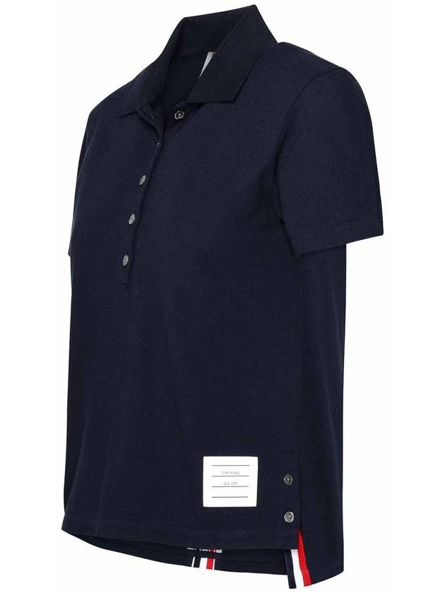 Classic Pique Center Back Stripe Relaxed Fit Short Sleeve Polo Shirt Navy - THOM BROWNE - BALAAN 4