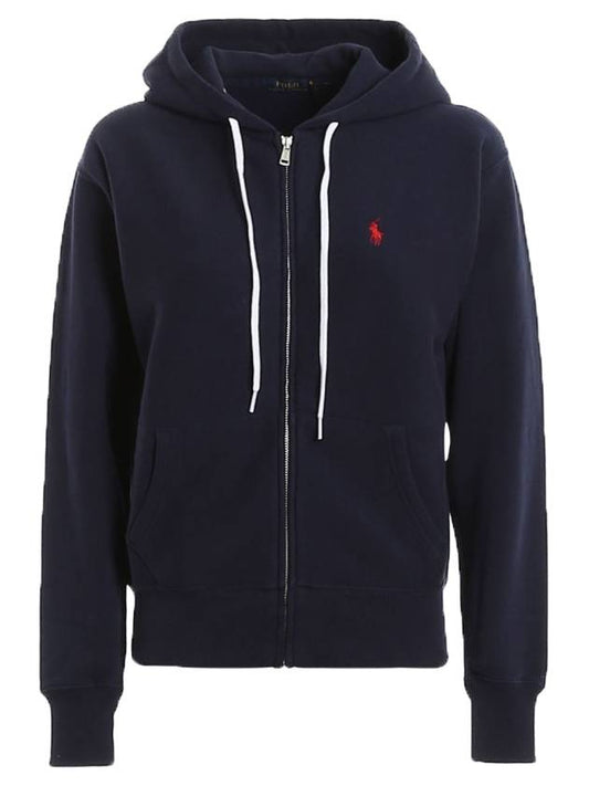 Women's Embroidered Logo Long Sleeve Zip-up Hoodie Navy - POLO RALPH LAUREN - BALAAN 1