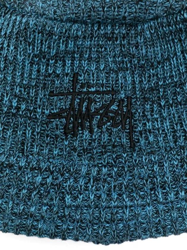 Embroidered Logo Marl Knit Bucket Hat Blue - STUSSY - BALAAN 3