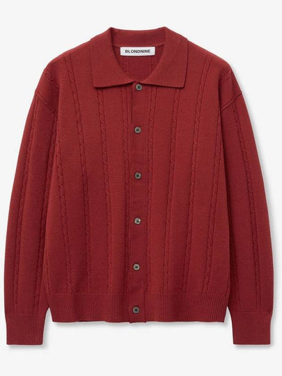 Primary Cable Collar Cardigan Red - BLONDNINE - BALAAN 2