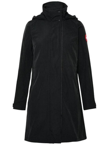 Logo Patch Long Hooded Zip-Up Jacket Black - CANADA GOOSE - BALAAN 1