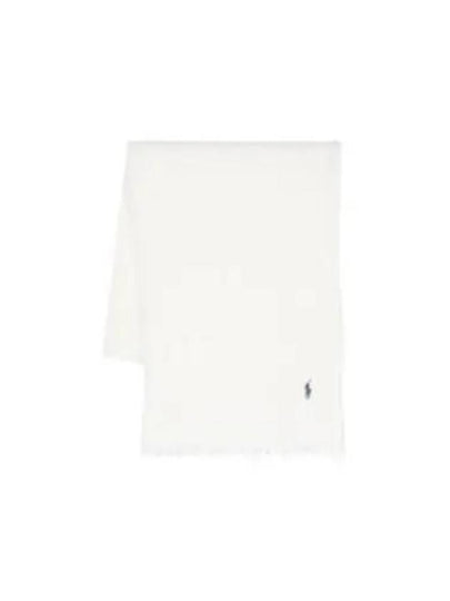 Pony Embroidery Fringed Scarf Cream - POLO RALPH LAUREN - BALAAN 2