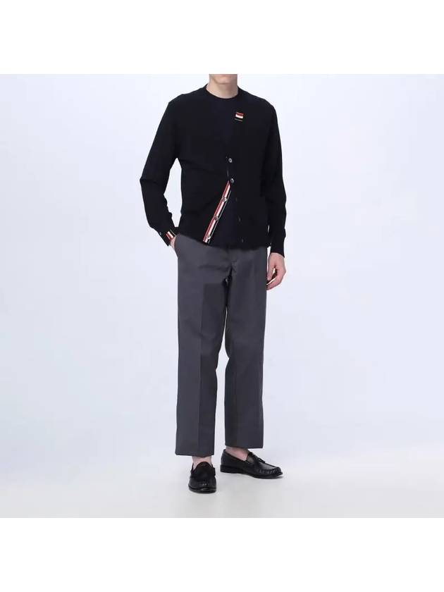 Men's Jersey Stitch V-Neck Cardigan Navy - THOM BROWNE - BALAAN 3