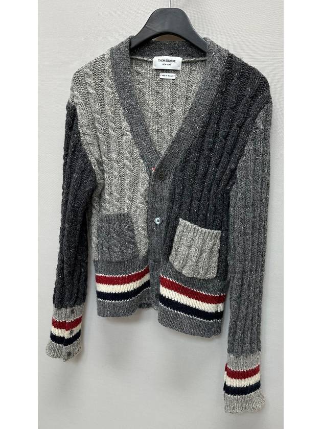 Funmix Mohair Tweed Striped Cardigan 2 - THOM BROWNE - BALAAN 3