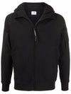 Lens Patch Diagonal Raised Fleece Mix Hooded Jacket Black - CP COMPANY - BALAAN 1