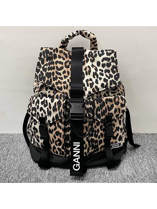 Leopard Tech Backpack Brown - GANNI - BALAAN 4