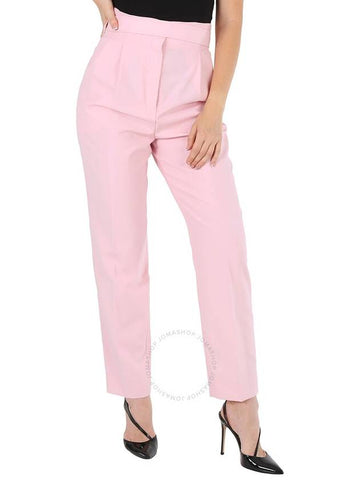 Burberry Ladies Pastel Pink Wool High-Waisted Trousers, Brand Size 8 (US Size 6) - BURBERRY - BALAAN 1