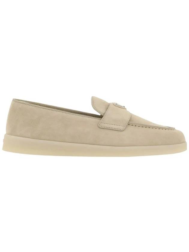 Triangle Logo Suede Loafers Beige - PRADA - BALAAN 2