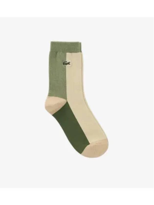 Men s Color Block Medium Neck Socks Beige - LACOSTE - BALAAN 2