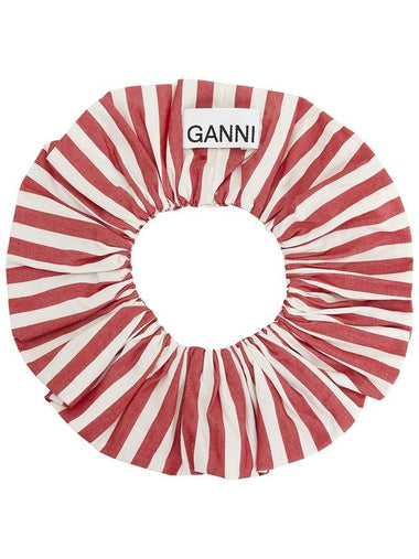 Stripe Cotton Scrunchie Red Fabric - GANNI - BALAAN 1