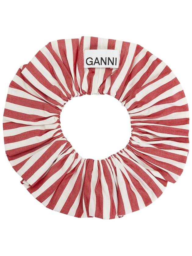 Stripe Cotton Scrunchie Red Fabric - GANNI - BALAAN 2