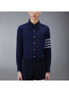 Men's Diagonal Solid Flannel Long Sleeve Shirt Navy - THOM BROWNE - BALAAN 2