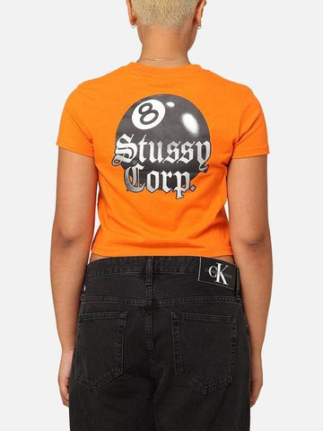 AU Australia 8 BALL CORP Slim Crop T Shirt ST1M0301 Coral Orange WOMENS AU10 M 12 L - STUSSY - BALAAN 1