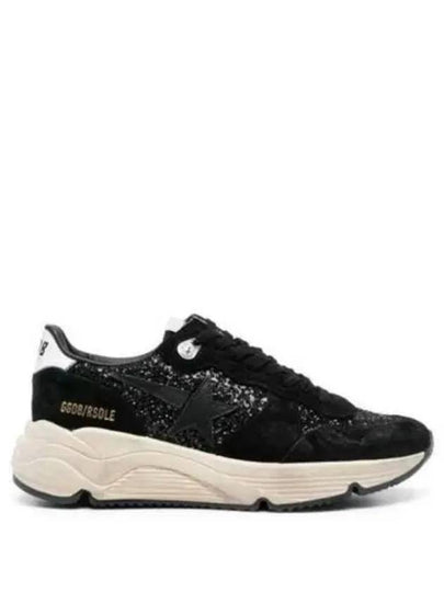 Women's Running Sole Glitter Leather Low Top Sneakers Black - GOLDEN GOOSE - BALAAN 2