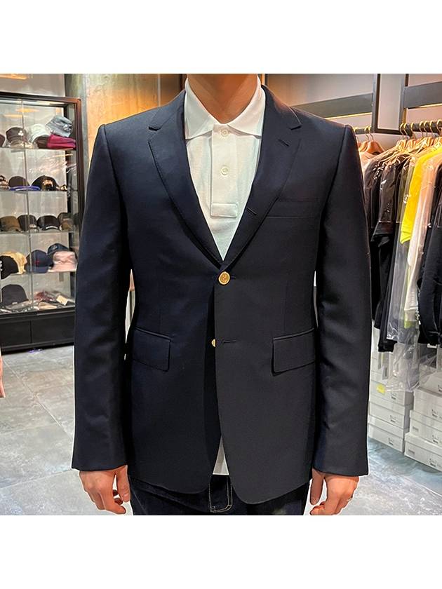 Super 120S Wool Twill Single Breasted Classic Jacket Navy - THOM BROWNE - BALAAN 3