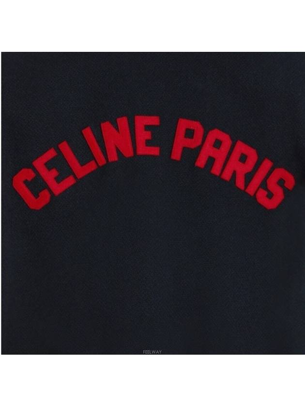 Paris Teddy Jacket in Textured Wool Navy - CELINE - BALAAN 5