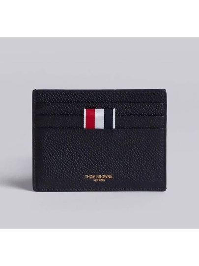 Pebble Grain Leather Stripe Note Compartment Card Wallet Black - THOM BROWNE - BALAAN 2