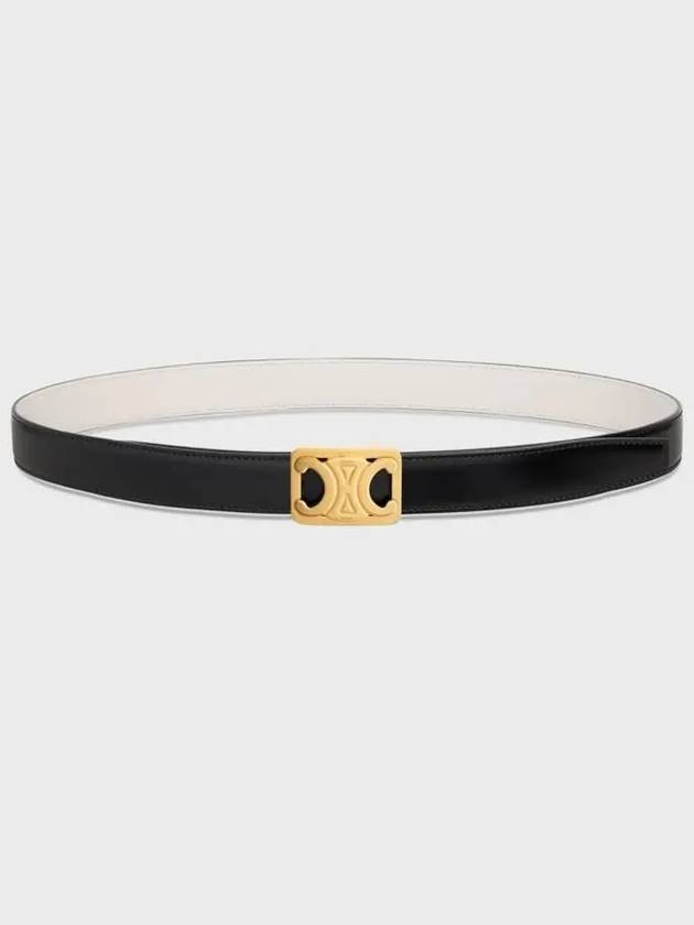 Medium reversible frame Triomphe belt Taurillon natural calfskin black white cotton - CELINE - BALAAN 4