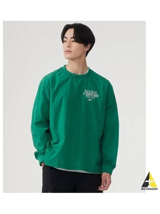 Lettering Woven Sweatshirt Green - REEBOK - BALAAN 1