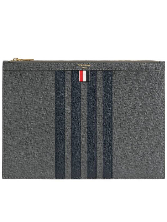 Diagonal Medium Document Case Clutch Bag Dark Grey - THOM BROWNE - BALAAN 2