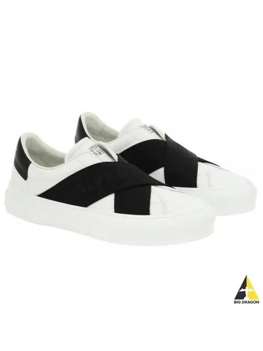 Double Webbing Strap Leather Slip Ons White - GIVENCHY - BALAAN 2