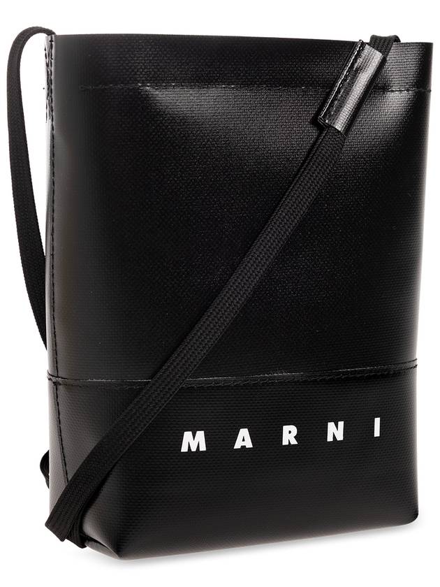 Logo Print Shoelace Strap Cross Bag Black - MARNI - BALAAN 5