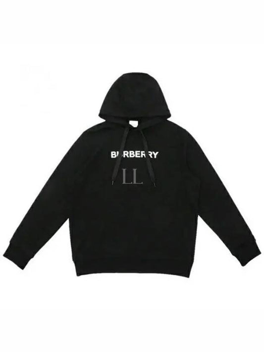 Logo Print Cotton Hoodie Black - BURBERRY - BALAAN 2