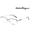 Eyewear Logo Half Frame Square Titanium Eyeglasses Black - SALVATORE FERRAGAMO - BALAAN 1