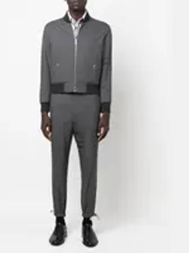 Diagonal Striped Knit Rib Blouson Bomber Jacket Dark Grey - THOM BROWNE - BALAAN 7