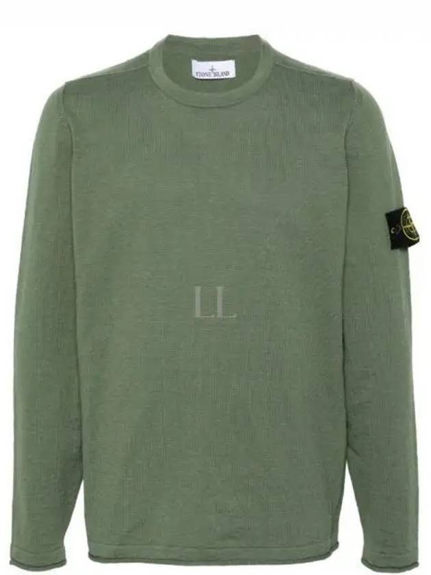 Compass Badge Ribbed Cotton Knit Top Dark Green - STONE ISLAND - BALAAN 2