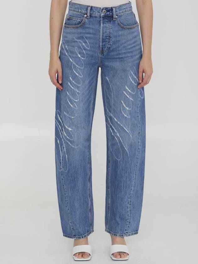 Denim Straight Pants 4DC3244412 473 BLUE - ALEXANDER WANG - BALAAN 2