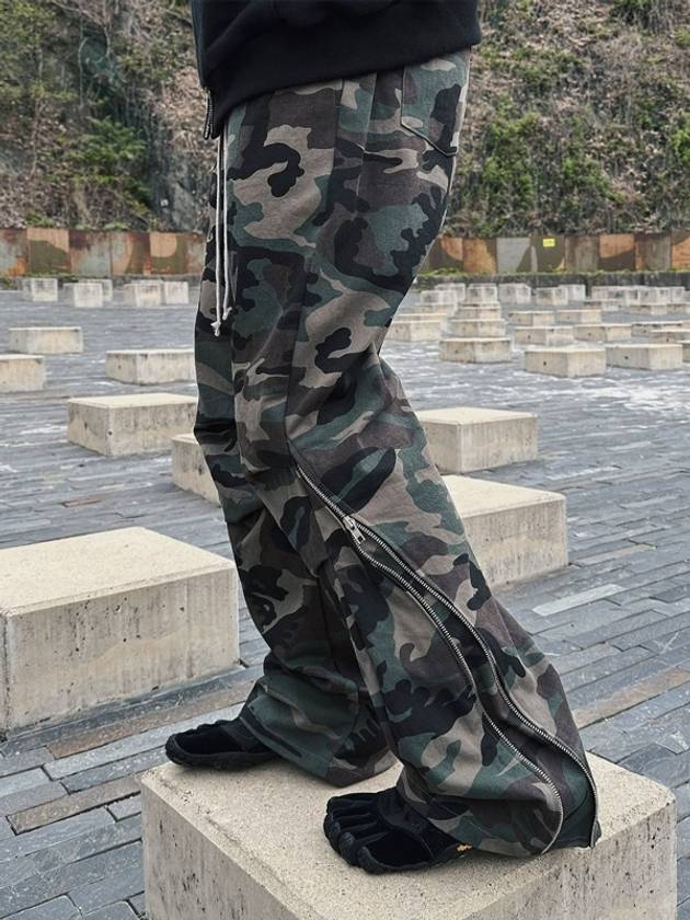 Cotton Oblique Back Zipper Pants Camo Green - CLACO - BALAAN 2