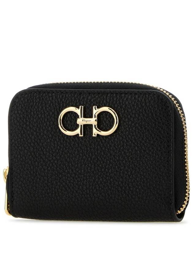 Women's Gancini Logo Zipper Card Wallet Black - SALVATORE FERRAGAMO - BALAAN 3