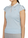 Women's Romance Sparkly Knit Short Sleeve PK Shirt Blue - MARK & LONA - BALAAN 3