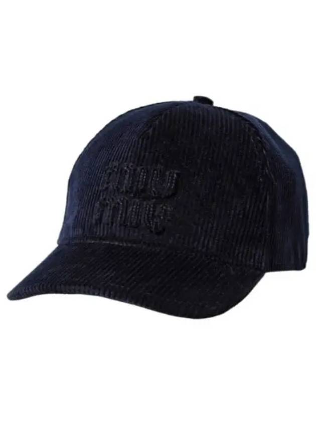 Embossed Logo Velvet Ball Cap Navy - MIU MIU - BALAAN 2