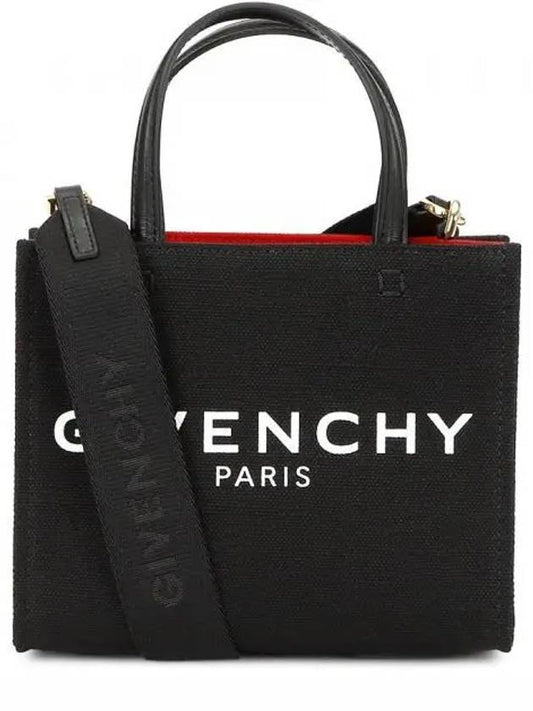 Mini G-Tote Shopping Bag In Canvas Black - GIVENCHY - BALAAN 2