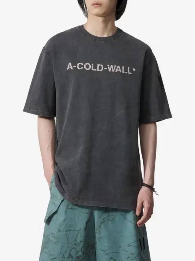 A COLD WALL Overdye Logo Short Sleeve T Shirt Onyx ACWMTS186ONYX - A-COLD-WALL - BALAAN 1